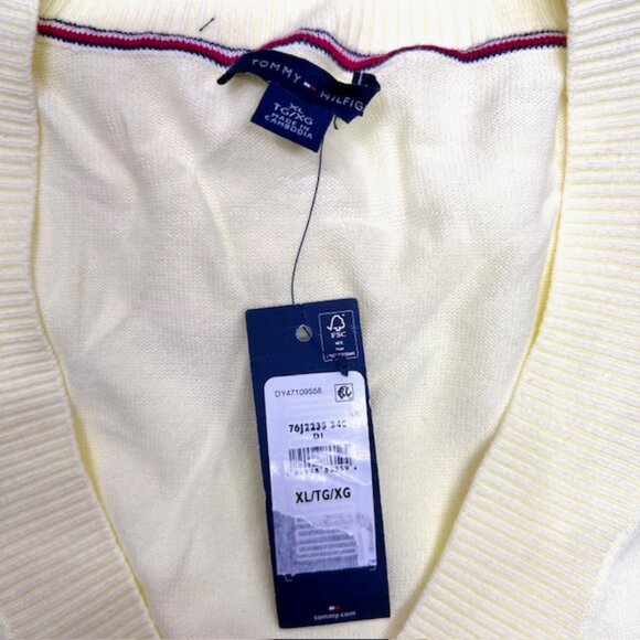 Neq-Women Tommy Hilfiger Pull-Over Sweater Pale Yellow V Neck Cotton XLT ( 23 - Picture 7 of 8